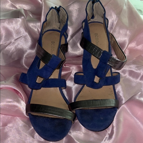 BCBG Women's Blue Suede Zip Heels - Picture 1 of 3